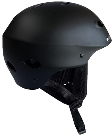 HANA Casque de Protection Nautique Unisexe | Wakeboard, Paddle, Kite, Kayak | Coque ABS & Mousse EVA | Molette de Réglage & Protège-Tympans Amovibles | Noir (58-60cm)
