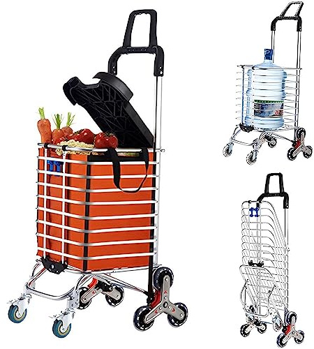 Carrello per salire le scale a 8 ruote con manico girevole a 360°, capacità 51 kg, ideale per magazzini, shopping e movimentazione di carichi pesanti