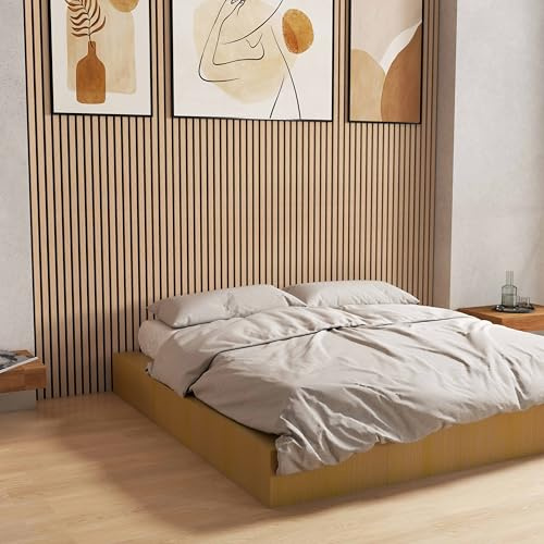 Biubiubath Set of 3 Decorative Acoustic Wall Sound Proof Panels – MDF Wood with Felt Backing For Office Home Theater Studio 240x60 cm Dark Oak