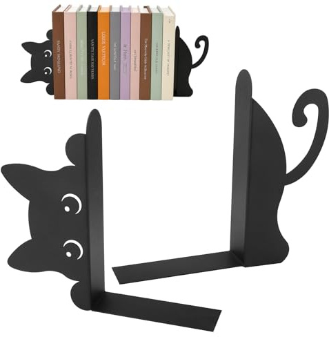 Serre-livres en métal, motif chat noir, pour décoration de maison, bureau, école, anniversaire, Thanksgiving