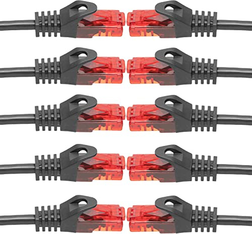 BIGtec LAN Kabel 1m Netzwerkkabel schwarz - 10 Stück - Gigabit Ethernet Kabel RJ45 Stecker Patchkabel für Patchpanel Netzwerk Switch Gaming kompatibel Playstation 5 PS5 XBOX Nintendo Switch 2-Station
