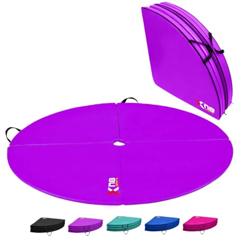 Xn8 Dance Pole Mat - 152cm Diameter, 5cm Thick Shock-Absorbing Gymnastic, Yoga, and Fitness Crash Mat for Safe Dancing, Exercise, and Home Workouts (Purple)