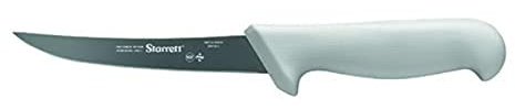 Starrett Coltello da Disossamento da Cucina in Acciaio Inox Dello Chef, Profilo Curvo Stretto, 5 Pollici (130 mm), Manico Bianco (BKW106-5)