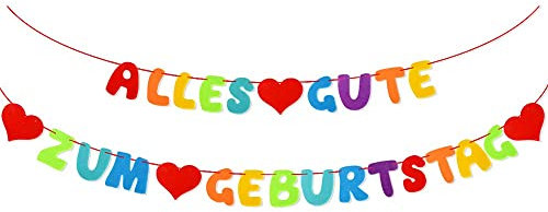 VINFUTUR Alles Gute Zum Geburtstag Girlande Bunt Happy Birthday Banner Filz Geburtstagsbanner Hängende Deko für Kinder Erwachsene Geburtstagsparty Geburtstagsfeier