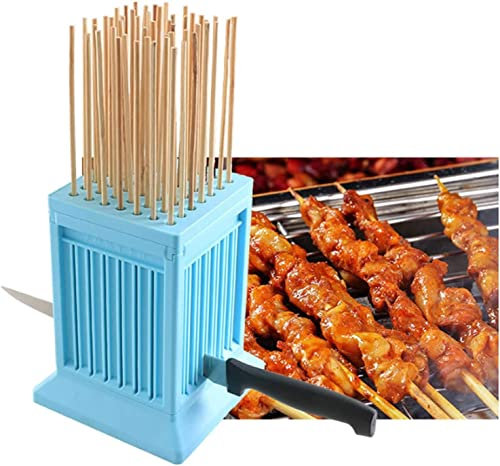 Cubo fabrica pinchos asadores Creador rápido para carne y verduras Barbacoa Pinchos asados cubo Barbacoa Stringer 49 agujeros Barbacoa Grill Shish Kebab Maker Kit herramienta