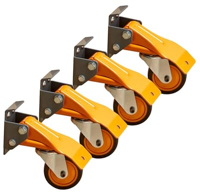 Bora Heavy Duty Workbench 4-Caster Set for Workshop Mobility, Swivel, Locking 155 Pound Non-Marking Rubber 3-inch Wheels, Total Weight Capacity of 620 pounds, Metal Foot Levers for Braking, PM-950