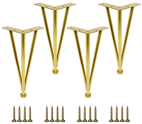 Metall Tischbeine Möbelfüße,4 Stück,10cm 15cm 20cm 25cm 30cm 35cm 40cm, Verstellbare Möbelbeine, Tischfüße, Für Schreibtisch, Sofas, Schränke, Couchtische Möbelfüsse,Gold-25cm/9.8in