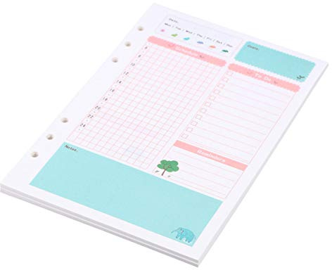 Toddmomy 45 Hojas Tamaño A5 Insertos de Relleno Perforados Páginas de Papel de Relleno Calendario Planificador de Recarga de Papel para Carpeta de 6 Anillas Diario Personal Recargable