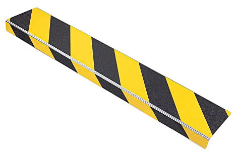 AnTina TAPES® Treppen-Kanten-Profil Thin Line 100 mm, Kanten-Schutz-Profil mit Antirutsch-Beschichtung R13 für Treppen & Stufen (10x60cm, gelb/schwarz)