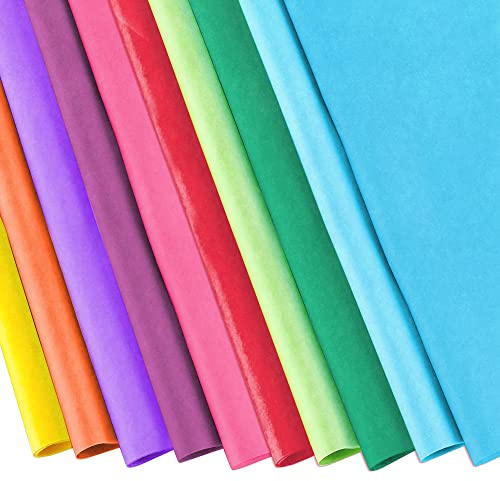 30pk Coloured Tissue Paper Sheets for Wrapping | 70cm x 50cm Solid Colour Crepe Paper | Tissue Paper for Wrapping Gifts, Gift Boxes, Gift Bags, Packaging, Arts & Crafts, MIXCOLOR