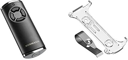 Handsender HS4 868-BS Struktur Chrom schwarz SW-Eu (ab Juni 2016) 4511724 & 437006 Handsenderhalter HSE BiSecur mit Sonnenblendenclip