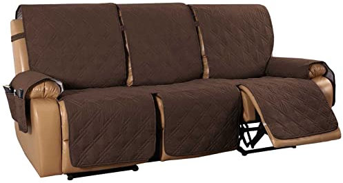 SHUOJIA Lehnsofabezug, Maschinenwaschbares Sofakissen, Stuhlbezug, Sesselmatte Mit Tasche Sofabezüge ür Kinder, Hunde, Haustiere (Dark Brown,3-Seater)