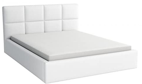 bonni Polsterbett Alaska 140x200cm Bett mit Matratze und Lattenrost Doppelbett mit Bettkasten Holzbett Stauraumbett (Weiß)