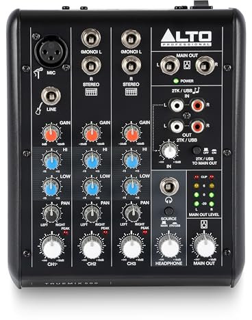 ALTO TrueMix 500 Audio Mixer with XLR Mic In and USB Audio Interface for Podcasting, Live Performance, Streaming, Recording, DJ, Mac and PC