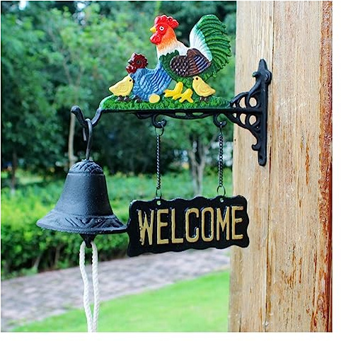 SKIHOT Antique Style Entry Door Bell Cast Iron Bell for Front Door, Antique and Vintage Style Outdoor Dinner Bell, Mountable, Loud Welcome Bell for Home Decor, Church, School