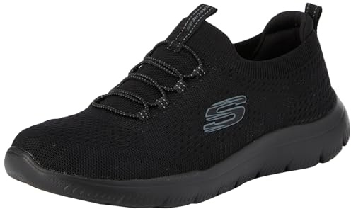 Skechers Donna Summits Top Player Slip-On, Black Knit/Trim, 39.5 EU