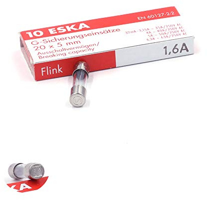 Fusible rapide (F) en verre 1.6A/250VAC 5x20mm (Boite de 10 Fusibles)