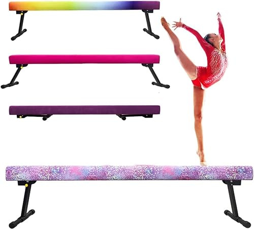 YANGG 6FT/8FT Gymnastic Balance Beam,Adjustable High and Low Level Floor Beam - Highly Stable - Gym Practice Training Equipment for Kids Children Girls Home (8.1FT, Cloud Purple)