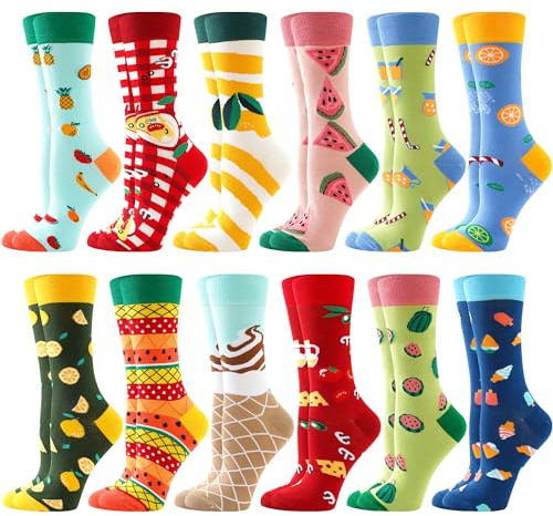 BISOUSOX Chaussettes Fantaisie Femme en Coton, Mi-Mollets Drôles Rigolotes, Socquettes 36-40 - Cadeau pour les Femmes