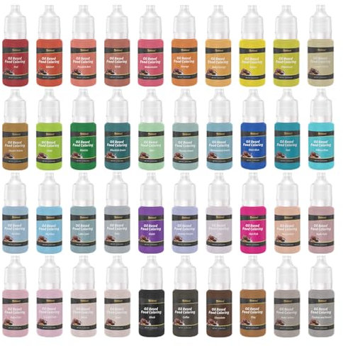 SIMEKKO Lebensmittelfarbe auf Ölbasis für Schokolade, 40 leuchtende Lebensmittelfarben zum Backen, Dekorieren von Kuchen, Macarons, Süßwaren und Zuckerguss - einfach zu verwenden (6ml/Flasche)