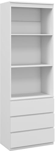 HOMCOM 180cm Tall Bookcase with Storage, Free Standing Bookshelf with 3 Shelves and 3 Drawers, Display Cabinet for Living Room, Home Office, Bedroom, White