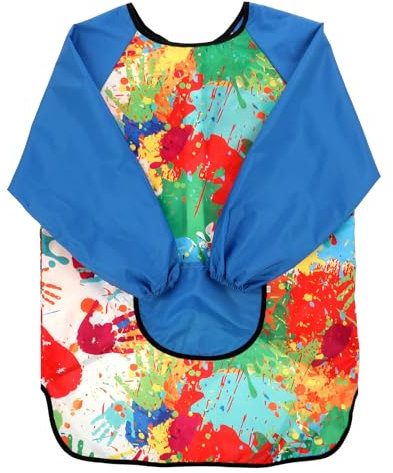 Molain Malschürze Kinder, Graffiti Malschürze Wasserdicht Malkittel Langarm Malschürze Kinder mit Taschen für Kinder Mit Einer Körpergröße von 100-120cm für Malen & Basteln Backen Kochen