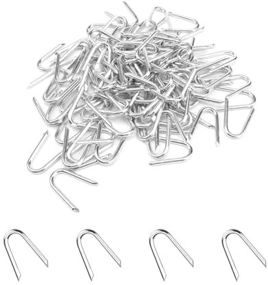 Crampon Cloture en Fer, MYLERCT 200 Pièces Clou de Clôture en Forme de U, Double Pointe Galvanisé Portable Clou de Clôture, pour Fixer Filets de Clôture, Filets Pare-Soleil et Fils Barbelés