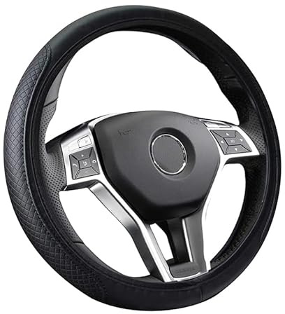 Flaconi Housse de volant de voiture 15 - Antidérapante - Respirante - Convient pour la plupart des voitures, camions - Noir