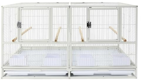 Fågelbur Voljär Fågelflygburar I Smidesjärn Med Bottenbricka Fågelbur Papegojbur För Parakiter Voljärbur Undulater(White)