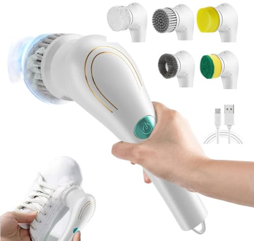 Power Scrubber,Elektrisk rengöringsborste - Badrumsrengöringsskrubber,Handhållen duschtvätt, multifunktionell skurmaskin för rengöring med utbytbara borsthuvuden