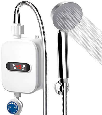 Ducha con calefacción instantánea - Calentador de agua eléctrico instantáneo 110 V Calentador de agua eléctrica sin agua impermeable para agua caliente | Calentador de agua de 3.5 kW con pantalla digi