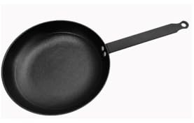 Baumalu - Poêle à Frire MAESTRO - Fonte d'Acier Émaillée - Tous Feux dont Induction - Résistant Rouille et Rayures - Répartition Homogène de la Chaleur - Manche Fixe Fer Feuillard - Ø32cm - Noir