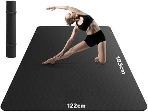 HAPBEAR Yogamatte XXL- Extra Groß Breit Yoga Matte, TPE Sportmatte Fitnessmatte rutschfest 183cm x122cmx 8mm Dicke, Ultra Haltbar, Gymnastikmatte für Pilates, Gym, Zuhause, Workout - 03