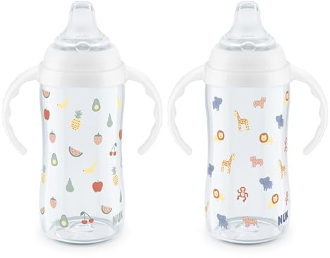 NUK 2 Pack Learner Tumbler, Fun Fruit & Animals, Amazon Exclusive Collection, 300ml, BPA Free, Spill-Proof