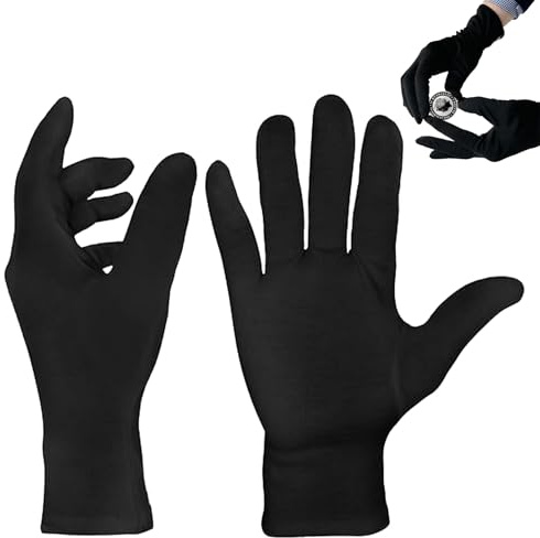 2 guanti in cotone nero per uomo e donna - Guanti in tessuto sottile, gioielli