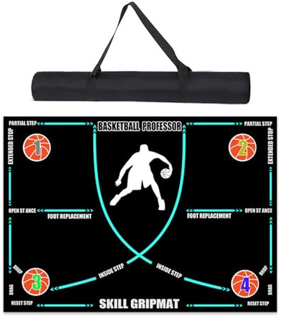 Ancsttu Tappetino da Allenamento per Pallacanestro, 120x86cm Tappetino da Allenamento per Passi da Basket Antiscivolo, Silenzioso, Portatile per Bambini E Adulti, per Interni Ed Esterni