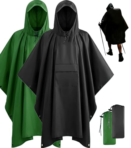 Stathmon Poncho Waterproof Adult - PU8000mm Reusable Rain Poncho Poncho | With Storage Bag, 240T, Extra Large, Durable, Tear Resistant, Lightweight, for Camping, Hiking, Cycling, Fishing, Outdoor