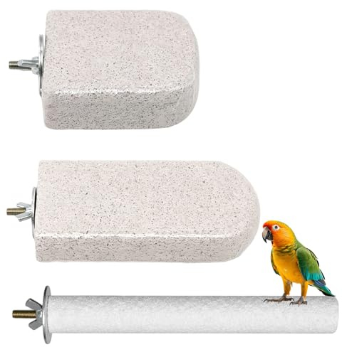 JBLJDWD 3PCS Parrot Perch Set, Bird Perch in Two Sizes, with White Wooden Perch, Parrot Perches for Cage for Climbing and Resting