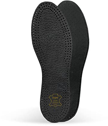 PECARI 100% Genuine Leather Black Shoe Insoles with Breathable Active Carbon Latex Foam, Keeps Odour Away (Women/UK 4/37 EUR)