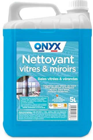 Onyx - Nettoyant Vitres et Vérandas - Nettoie, Dégraisse et Fait Briller - Effet DEPERLANT - Fabrication Française - 5L