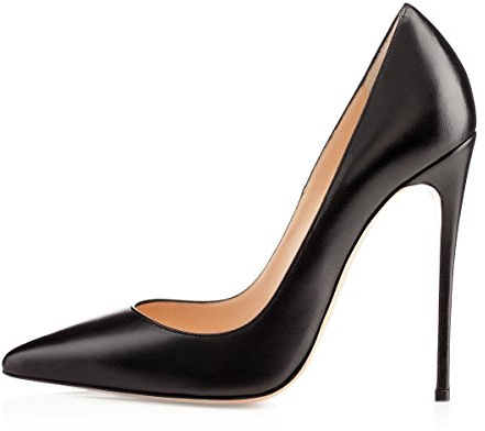 EDEFS Chaussures Femme Talon Haut 12 cm Escarpins Noir Mat Bout Pointu Talons Fins Élégants Mariage Soirée EU39