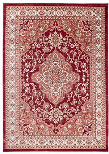Carpeto Orientteppich Teppich Rot 250 x 350 cm Medaillon Klassisch Muster - Wohnzimmer Schlafzimmer Esszimmer