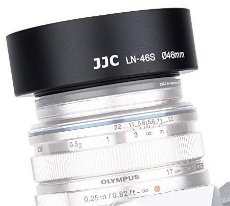 Paraluce in metallo a vite da 46 mm per fotocamera Olympus M.Zuiko Digital 25 mm 17 mm su obiettivi OM-D E-M1X E-M10 E-M5 Mark III DSLR e obiettivi oyher con filettatura filtro da 46 mm