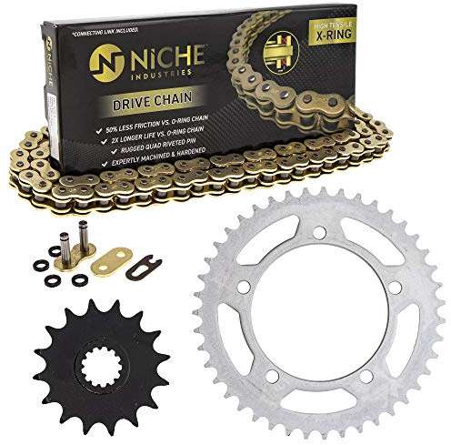 NICHE Drive Sprocket Chain Combo for Suzuki 2006-2010 GSXR600 Front 16 Rear 43 Tooth 520V-X X-Ring 114 Links