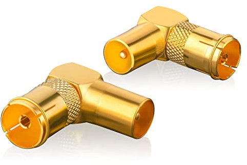 SEBSON Antenne Winkel Adapter Set 90° Grad - 2x Koax Stecker (IEC) auf Koax Buchse (IEC) - Antennenkabel Adapter für Kabelfernsehen, Radio, Receiver
