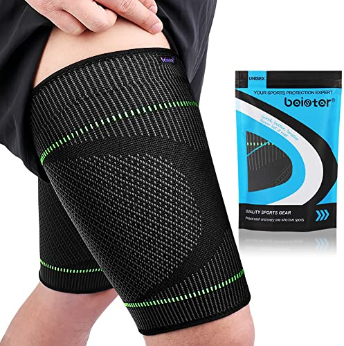 beister Mangas de compresión para muslo, soporte para isquiotibiales, 20-30 mmhg, mangas antideslizantes para muslos (par), entrenamientos, dolor de ciática
