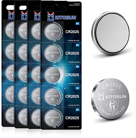 Kitosun CR2025 Batterier Litium Knappcell 3V - 3 volt CR 2025 Knappceller Batteri för Användning i Nyckelhängen Bilnyckel Ledljus Vågar Bärbar och Medicinsk Utrustning (20 stycken)