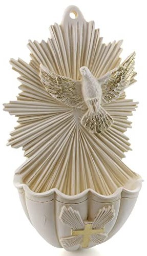 Bénitier de l'Esprit Saint en résine blanche - Bénitier - Culte Chrétien en Résine