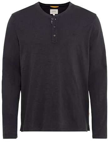 camel active Herren Henleyshirt aus nachhaltigem Organic Cotton Dunkelgrau, menswear-3XL