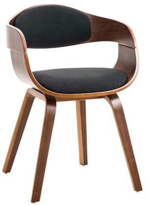 Décoshop26 Chaise de Bureau sans roulettes Visiteur en Tissu et Bois Design Retro et Confort Maximal Noyer Noir BUR10550